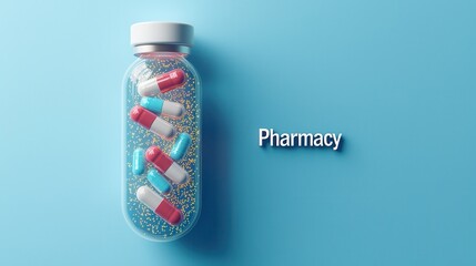 Glowing Transparent Capsules in a Bottle