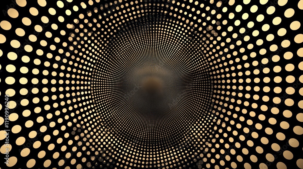 Poster abstract golden dots pattern with hypnotic swirl effect