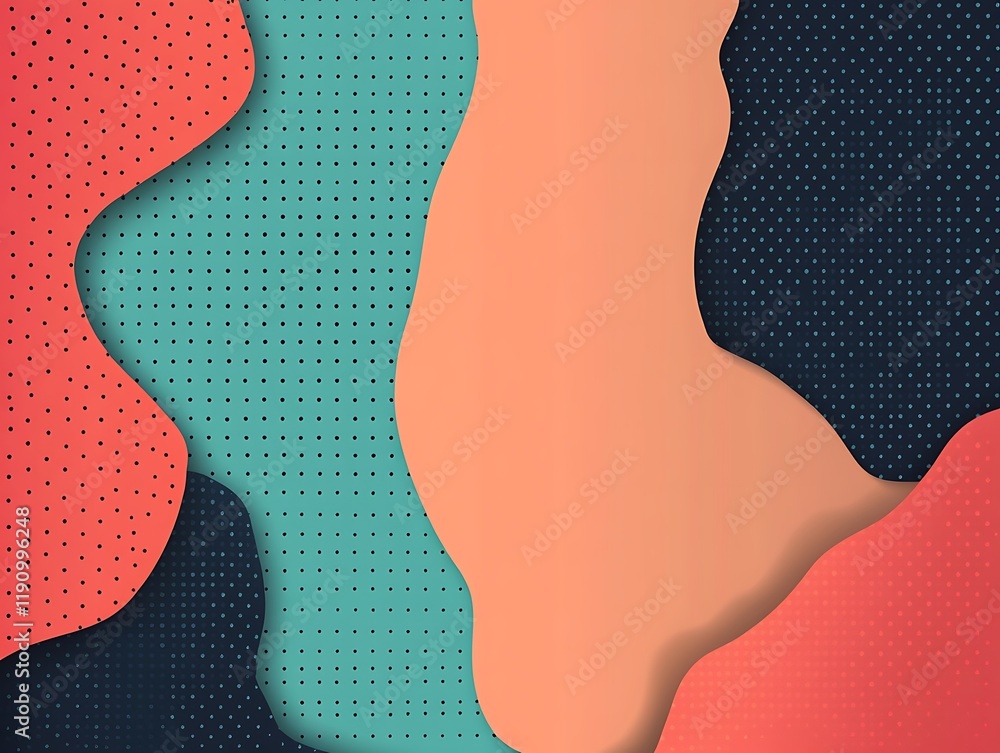 Poster abstract colorful layered background with dotted texture, ideal for modern designs