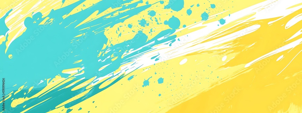 Poster abstract yellow and teal brushstrokes background for graphic design use