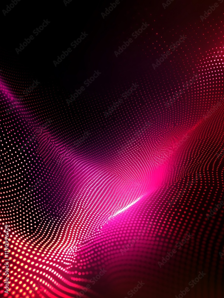 Poster abstract pink wave digital particles dark background design