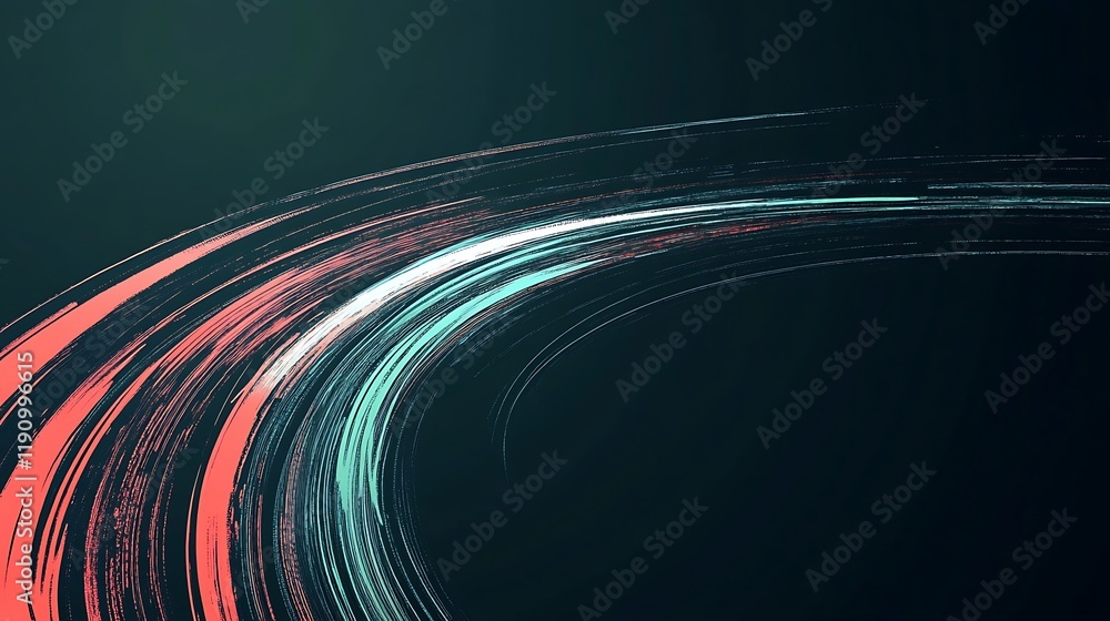 Poster light trails swirling on dark background, ideal for tech or abstract projects