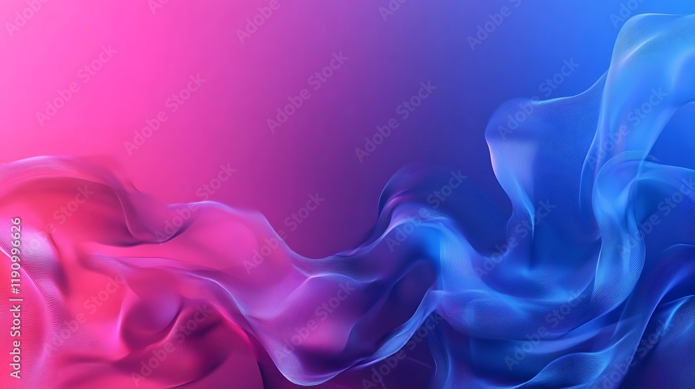 Aufkleber abstract pink blue waves flowing on gradient background, design element