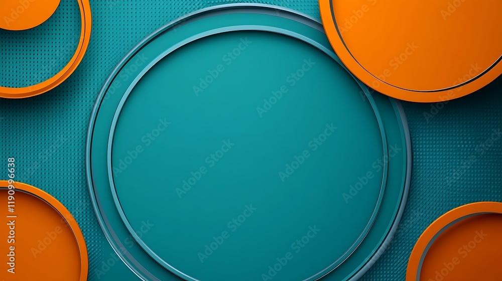 Poster teal and orange circles abstract background design for presentations or website