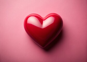 Romantic Red Heart on Pink Background - Perfect for Valentine's Day