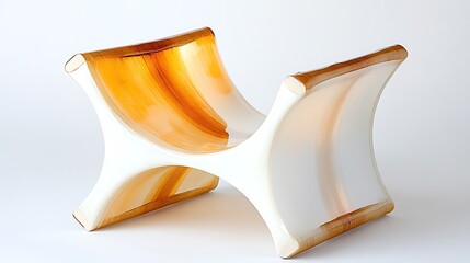 Abstract Modern Chair  White and Amber Resin Sculpture