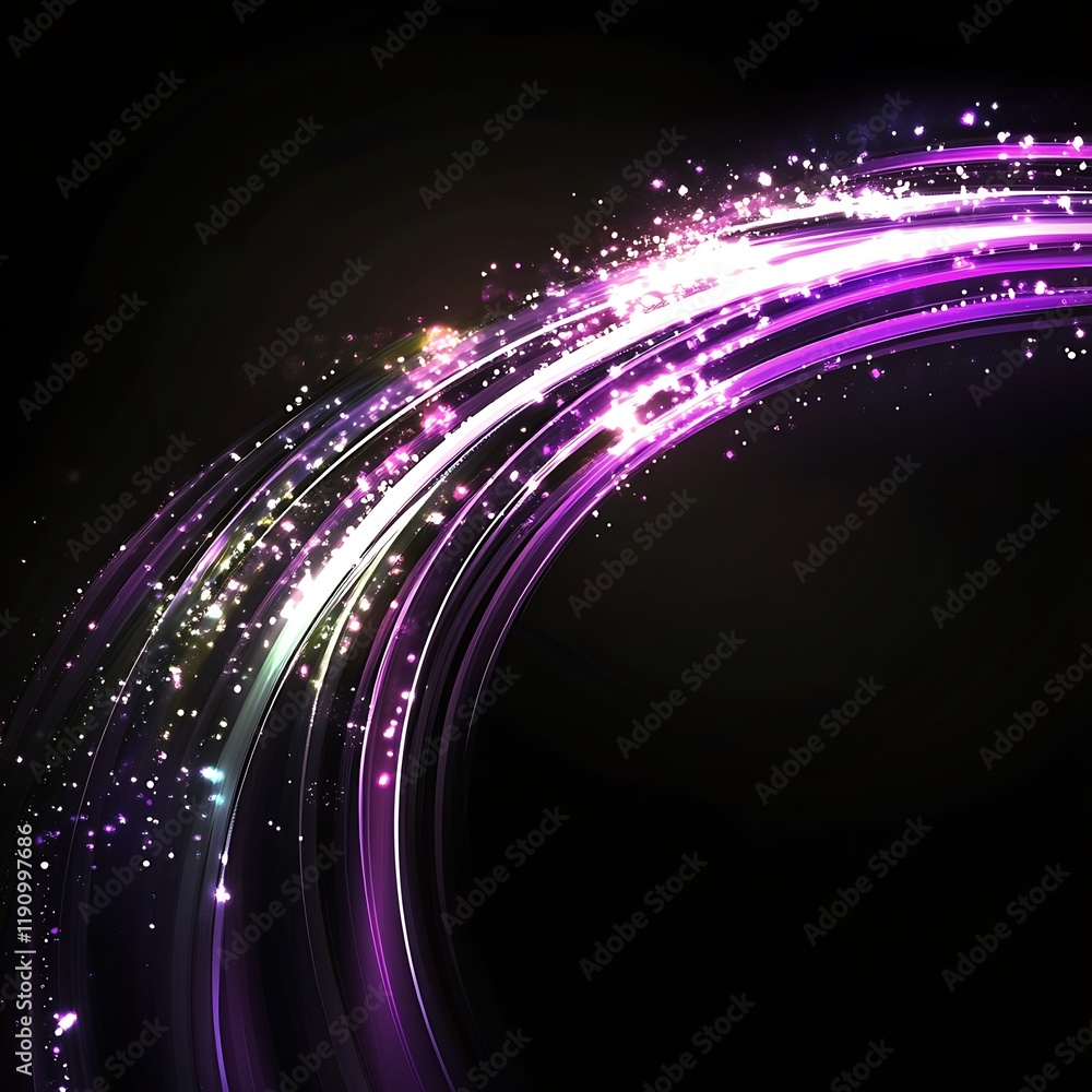 Poster Light streaks curve on dark background, ideal for digital art projects