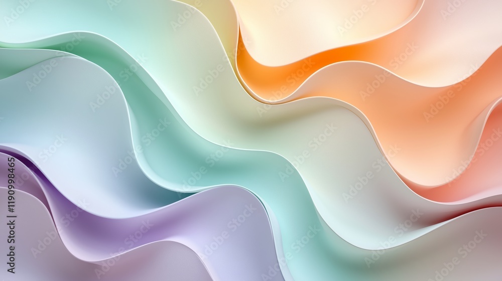 Poster colorful abstract waves flowing softly in beautiful patterns