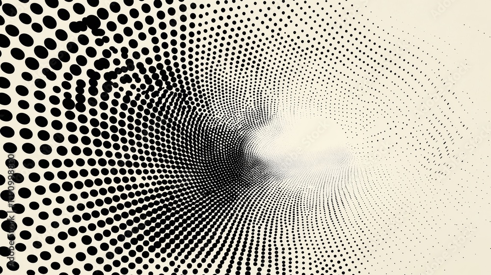 Poster abstract black and white dot pattern with dynamic motion effect