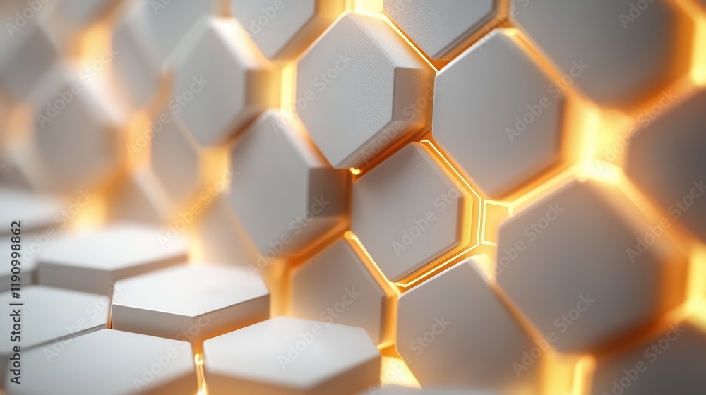 Poster abstract modern background with hexagonal shapes and glowing light