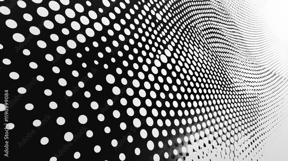 Poster abstract black and white dotted pattern with depth and dimension