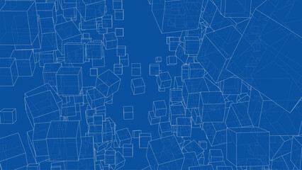 Wireframe Boxes. Sketch style