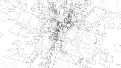 Wireframe Boxes. Sketch style
