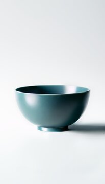 Blue ceramic bowl, Empty bowl or cup isolated on white background with clipping path, Side view