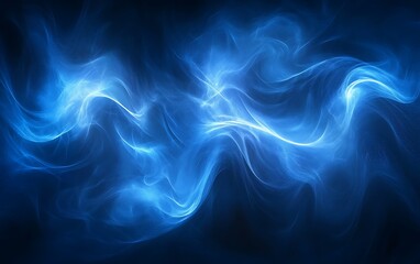 Fototapeta premium Abstract blue energy waves flowing on dark background for digital art