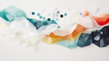 Abstract colorful geometric shapes and patterns with soft textures on a light background for creative design projects