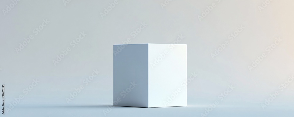 Aufkleber white cube standing on a white surface with white background