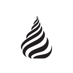 black and white image of lines forming a triangular shape twisted at the top
