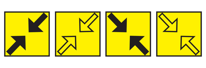 Fullscreen Icons set on white background. Expand to full screen icon for apps and websites. Fullscreen sign icon. Arrows symbol 