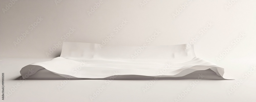 Poster white cloth lying on white surface creating gentle waves