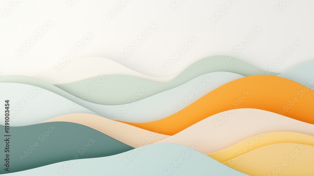 Poster abstract modern waves in soft colors displaying fluid motion for background and design use