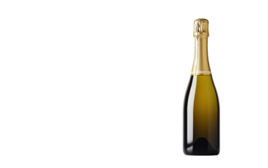 Bottle of champagne on transparent or white background,png