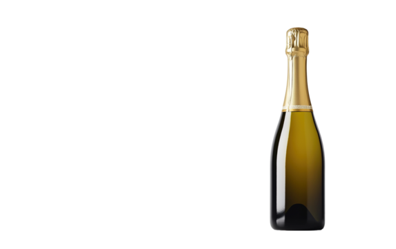 Bottle of champagne on transparent or white background,png