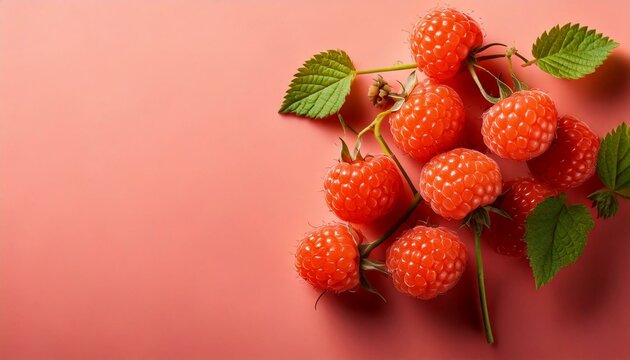 High-resolution isolated image of salmonberries on pastel background