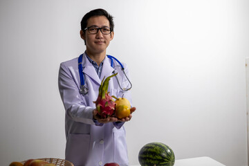 Young Asian Nutritionist, Health Doctor, Fruit, Weight Loss