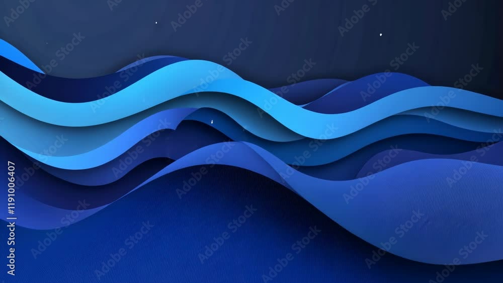 Poster flowing blue waves create a calming abstract pattern in a tranquil digital composition with varying 