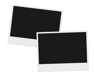 blank landscape polaroid photo frames on transparent background