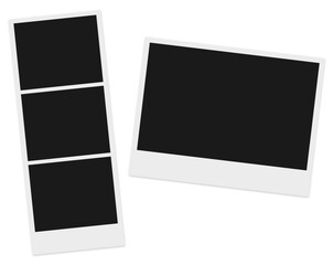 blank polaroid photo frames on transparent background
