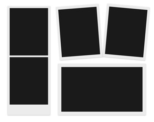 blank multiple polaroid photo frames on transparent background