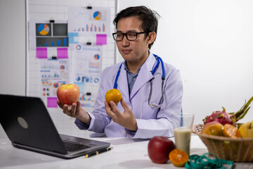 Young Asian Nutritionist, Health Doctor, Fruit, Weight Loss