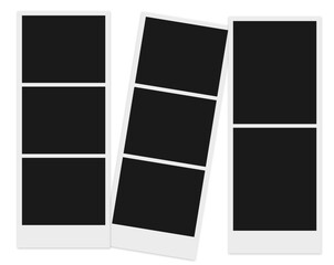 blank multiple polaroid photo frames on transparent background