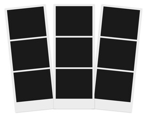 blank multiple polaroid photo frames on transparent background
