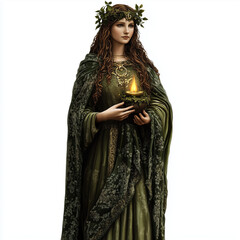 Goddess Brigid, isolated on a clean white background, Ai generated images