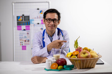 Young Asian Nutritionist, Health Doctor, Fruit, Weight Loss