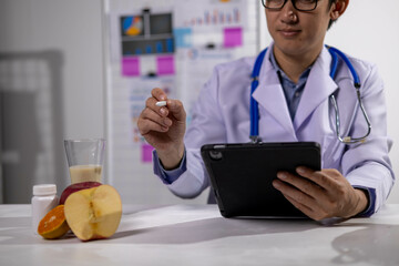 Young Asian Nutritionist, Health Doctor, Fruit, Weight Loss