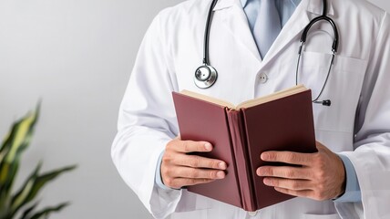 Lawyer holding a medical textbook in an office, showing legal professionals specialized in healthcare law and malpractice