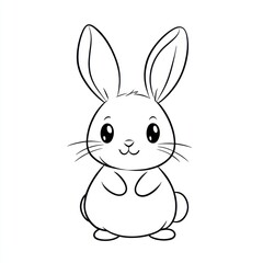 Cute bunny rabbit coloring page, white background, kids activity