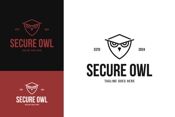 Owl shield logo design for security template vector symbol illustration