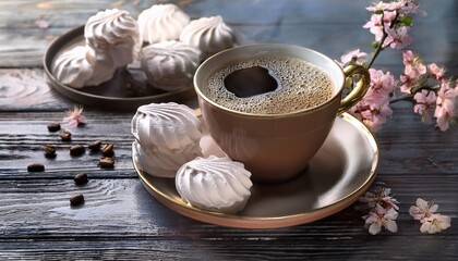 Coffee Break Cozy Morning with Marshmallows Blossoms