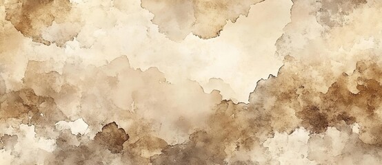 A watercolor background with sepia tones, featuring an aged and worn texture that adds depth to the design.