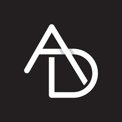 Letter AD line simple vector on black background, suitable for your company