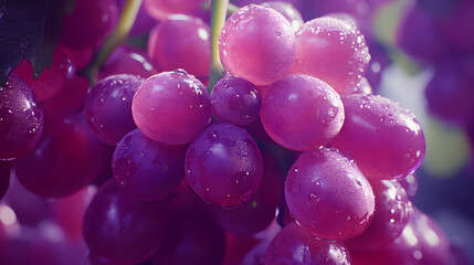 Close-up of a bunch of vibrant purple grapes hanging from a vine,bunch of purple grapes