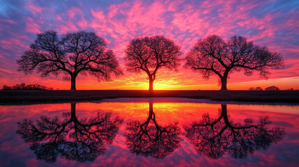 Naklejka premium winter, sunrise, sunset, twilight, sky, clouds, natural scenery