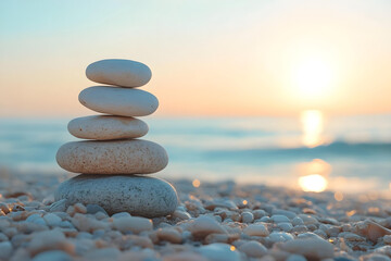 Fototapeta premium a stack of rocks sitting on top of a beach