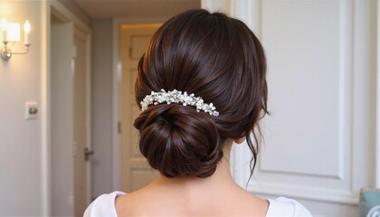 Elegant Bridal Hairstyle Showcasing Beauty and Romance  

