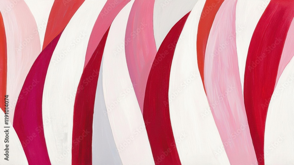 Poster dynamic wave patterns in abstract art gallery exhibition painting contemporary space eye-level view 